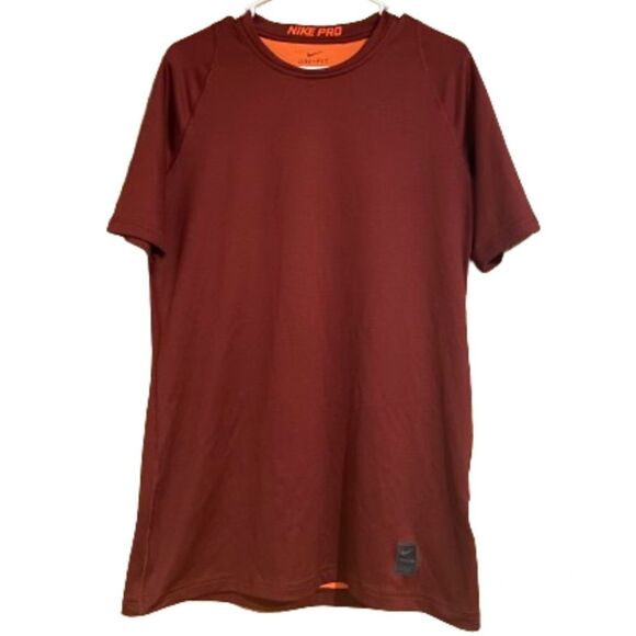 Nike Tops - Nike Women’s Pro Combat Dri Fit Activewear Shirt Short Sleeve Orange Sz-M